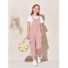 Haloumoning Girls Overalls Kids Casual Sleeveless Jumpsuits Harem Pants Rompers with Pockets 5-14 Years(Pink)