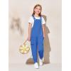 Haloumoning Girls Overalls Kids Casual Sleeveless Jumpsuits Harem Pants Rompers with Pockets 5-14 Years(Royal Blue)