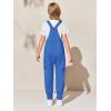 Haloumoning Girls Overalls Kids Casual Sleeveless Jumpsuits Harem Pants Rompers with Pockets 5-14 Years(Royal Blue)