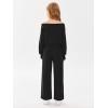 Haloumoning Girls Casual Jumpsuits Long Sleeve Off the Shoulder Wide Leg Loose Rompers with Pockets 5-14 Years(Black)