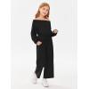 Haloumoning Girls Casual Jumpsuits Long Sleeve Off the Shoulder Wide Leg Loose Rompers with Pockets 5-14 Years(Black)