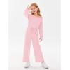 Haloumoning Girls Casual Jumpsuits Long Sleeve Off the Shoulder Wide Leg Loose Rompers with Pockets 5-14 Years(Pink)