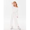 Haloumoning Girls Casual Jumpsuits Long Sleeve Off the Shoulder Wide Leg Loose Rompers with Pockets 5-14 Years(White)