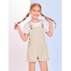 Haloumoning Girls Corduroy Overall Shorts Kids Cute Romper Shortalls with Pockets 5-14 Years(Apricot)