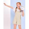 Haloumoning Girls Corduroy Overall Shorts Kids Cute Romper Shortalls with Pockets 5-14 Years(Apricot)
