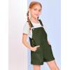 Haloumoning Girls Corduroy Overall Shorts Kids Cute Romper Shortalls with Pockets 5-14 Years(Army Green)