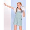 Haloumoning Girls Corduroy Overall Shorts Kids Cute Romper Shortalls with Pockets 5-14 Years(Sky Blue)