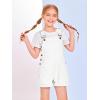 Haloumoning Girls Corduroy Overall Shorts Kids Cute Romper Shortalls with Pockets 5-14 Years(White)