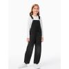 Haloumoning Girls Denim Overalls Kids Sleeveless Wide Leg Jumpsuit Bib Overall with Pockets 4-14 Years(Black)