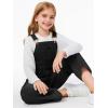 Haloumoning Girls Denim Overalls Kids Sleeveless Wide Leg Jumpsuit Bib Overall with Pockets 4-14 Years(Black)