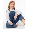 Haloumoning Girls Denim Overalls Kids Sleeveless Wide Leg Jumpsuit Bib Overall with Pockets 4-14 Years(Blue)