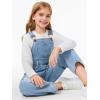 Haloumoning Girls Denim Overalls Kids Sleeveless Wide Leg Jumpsuit Bib Overall with Pockets 4-14 Years(Light Blue)