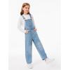 Haloumoning Girls Denim Overalls Kids Sleeveless Wide Leg Jumpsuit Bib Overall with Pockets 4-14 Years(Light Blue)