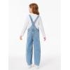 Haloumoning Girls Denim Overalls Kids Sleeveless Wide Leg Jumpsuit Bib Overall with Pockets 4-14 Years(Light Blue)