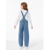 Haloumoning Girls Denim Overalls Kids Sleeveless Wide Leg Jumpsuit Bib Overall with Pockets 4-14 Years(Sky Blue)