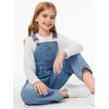 Haloumoning Girls Denim Overalls Kids Sleeveless Wide Leg Jumpsuit Bib Overall with Pockets 4-14 Years(Sky Blue)