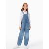 Haloumoning Girls Denim Overalls Kids Sleeveless Wide Leg Jumpsuit Bib Overall with Pockets 4-14 Years(Sky Blue)