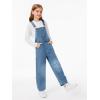 Haloumoning Girls Denim Overalls Kids Sleeveless Wide Leg Jumpsuit Bib Overall with Pockets 4-14 Years(Sky Blue)