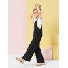 Haloumoning Girls Overalls Kids Casual Sleeveless Wide Leg Jumpsuit Loose Rompers with Pockets 5-14 Years(Black)