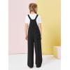 Haloumoning Girls Overalls Kids Casual Sleeveless Wide Leg Jumpsuit Loose Rompers with Pockets 5-14 Years(Black)