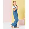Haloumoning Girls Overalls Kids Casual Sleeveless Wide Leg Jumpsuit Loose Rompers with Pockets 5-14 Years(Blue)