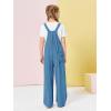 Haloumoning Girls Overalls Kids Casual Sleeveless Wide Leg Jumpsuit Loose Rompers with Pockets 5-14 Years(Blue)