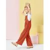 Haloumoning Girls Overalls Kids Casual Sleeveless Wide Leg Jumpsuit Loose Rompers with Pockets 5-14 Years(Brick Red)