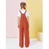 Haloumoning Girls Overalls Kids Casual Sleeveless Wide Leg Jumpsuit Loose Rompers with Pockets 5-14 Years(Brick Red)