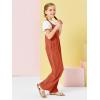 Haloumoning Girls Overalls Kids Casual Sleeveless Wide Leg Jumpsuit Loose Rompers with Pockets 5-14 Years(Brick Red)