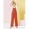 Haloumoning Girls Overalls Kids Casual Sleeveless Wide Leg Jumpsuit Loose Rompers with Pockets 5-14 Years(Brick Red)