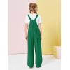 Haloumoning Girls Overalls Kids Casual Sleeveless Wide Leg Jumpsuit Loose Rompers with Pockets 5-14 Years(Dark Green)