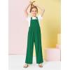 Haloumoning Girls Overalls Kids Casual Sleeveless Wide Leg Jumpsuit Loose Rompers with Pockets 5-14 Years(Dark Green)