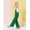 Haloumoning Girls Overalls Kids Casual Sleeveless Wide Leg Jumpsuit Loose Rompers with Pockets 5-14 Years(Dark Green)