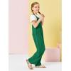 Haloumoning Girls Overalls Kids Casual Sleeveless Wide Leg Jumpsuit Loose Rompers with Pockets 5-14 Years(Dark Green)