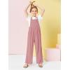 Haloumoning Girls Overalls Kids Casual Sleeveless Wide Leg Jumpsuit Loose Rompers with Pockets 5-14 Years(Dark Pink)