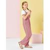 Haloumoning Girls Overalls Kids Casual Sleeveless Wide Leg Jumpsuit Loose Rompers with Pockets 5-14 Years(Dark Pink)