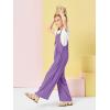 Haloumoning Girls Overalls Kids Casual Sleeveless Wide Leg Jumpsuit Loose Rompers with Pockets 5-14 Years(Dark Purple)