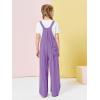 Haloumoning Girls Overalls Kids Casual Sleeveless Wide Leg Jumpsuit Loose Rompers with Pockets 5-14 Years(Dark Purple)