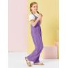 Haloumoning Girls Overalls Kids Casual Sleeveless Wide Leg Jumpsuit Loose Rompers with Pockets 5-14 Years(Dark Purple)