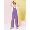 Haloumoning Girls Overalls Kids Casual Sleeveless Wide Leg Jumpsuit Loose Rompers with Pockets 5-14 Years(Dark Purple)