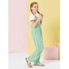 Haloumoning Girls Overalls Kids Casual Sleeveless Wide Leg Jumpsuit Loose Rompers with Pockets 5-14 Years(Green)