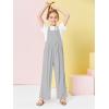 Haloumoning Girls Overalls Kids Casual Sleeveless Wide Leg Jumpsuit Loose Rompers with Pockets 5-14 Years(Grey)