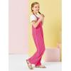 Haloumoning Girls Overalls Kids Casual Sleeveless Wide Leg Jumpsuit Loose Rompers with Pockets 5-14 Years(Hot Pink)