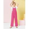 Haloumoning Girls Overalls Kids Casual Sleeveless Wide Leg Jumpsuit Loose Rompers with Pockets 5-14 Years(Hot Pink)