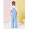 Haloumoning Girls Overalls Kids Casual Sleeveless Wide Leg Jumpsuit Loose Rompers with Pockets 5-14 Years(Light Blue)