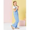Haloumoning Girls Overalls Kids Casual Sleeveless Wide Leg Jumpsuit Loose Rompers with Pockets 5-14 Years(Light Blue)