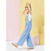 Haloumoning Girls Overalls Kids Casual Sleeveless Wide Leg Jumpsuit Loose Rompers with Pockets 5-14 Years(Light Blue)