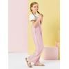 Haloumoning Girls Overalls Kids Casual Sleeveless Wide Leg Jumpsuit Loose Rompers with Pockets 5-14 Years(Pink)