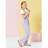Haloumoning Girls Overalls Kids Casual Sleeveless Wide Leg Jumpsuit Loose Rompers with Pockets 5-14 Years(Purple)