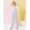 Haloumoning Girls Overalls Kids Casual Sleeveless Wide Leg Jumpsuit Loose Rompers with Pockets 5-14 Years(Purple)